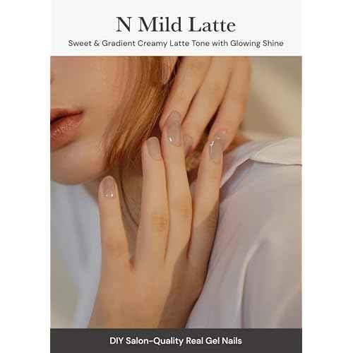 ohora Semi Cured Gel Nail Strips (N Mild Latte) - Nude, Ombre, Works with Any UV/LED Lamps, Salon-Quality, Long Lasting, Easy to Apply & Remove - Includes 2 Prep Pads, Nail File & Wooden Stick