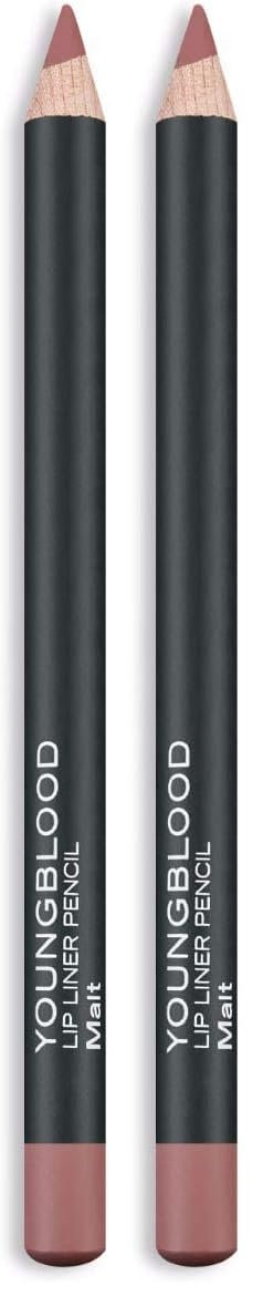 Youngblood Clean Luxury Cosmetics Lip Liner Pencil, Malt | Long Lasting Creamy Matte Lip Liner Pencil | Cruelty Free, Paraben Free, Gluten Free, Vegan (Pack of 2)