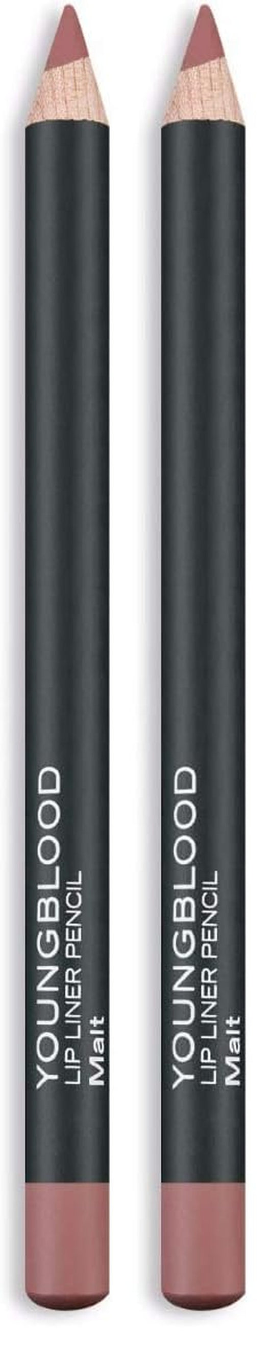 Youngblood Clean Luxury Cosmetics Lip Liner Pencil, Malt | Long Lasting Creamy Matte Lip Liner Pencil | Cruelty Free, Paraben Free, Gluten Free, Vegan (Pack of 2)