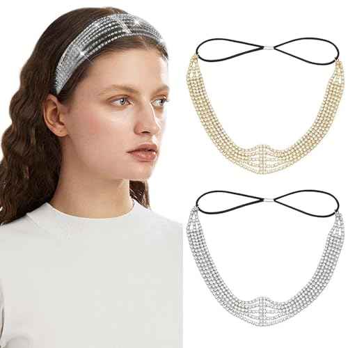 Gold Head Chain Rhinestone Head Jewelry Elastic Layered Headpiece Wedding Crystal Headbands Chain for Women