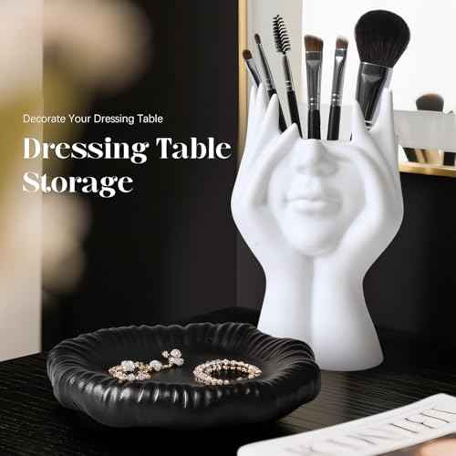 Golray Birthday Gifts for Women Self Care Spa Basket with Mug/Makeup Brush Holder/Jewelry Tray, Christmas Valentines Mother's Day Gift for Her Wife Sister Mom Friend Girlfriend Coworker Teacher Nurse