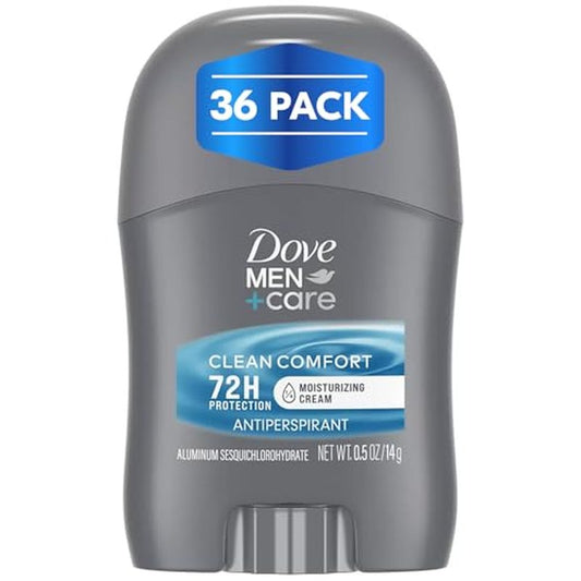 Dove Men+Care Clean Comfort Antiperspirant, 36-Pack ??Men¡¯s Mini Deodorant, Travel Size, Bulk, 72H Protection, 0.5 Oz Ea