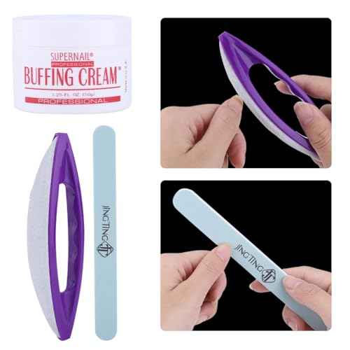 Nail Buffer Blocks and Shine Kit Art Buffing Cream Brush Buffers Polishing Strip Care Tools Chamois Polishing Block Glossy Nails Care Tools Set for Professional Manicure Pedicure Salon