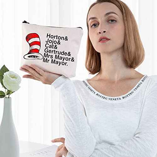 BWWKTOP Musical Cosmetic Makeup Bag Musical Theatre Gifts Horton& Jojo& Cat& Gertrude Zipper Pouch Bag For Cat Fans (Horton& Jojo)