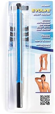 Evolve Back Hair Removal Razor - 16-Inch Foldable Handle Shaver | Wet/Dry Use, 4 Cartridges Included