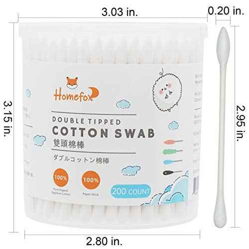 Cotton Swabs Precision Pointed - 800 Count Pointy Organic Cotton Buds Double Side Tightly Wrapped Cotton Tips Paper Stick Soft Gentle Lint-Free Cruelty-Free, Pointy & Round (White)