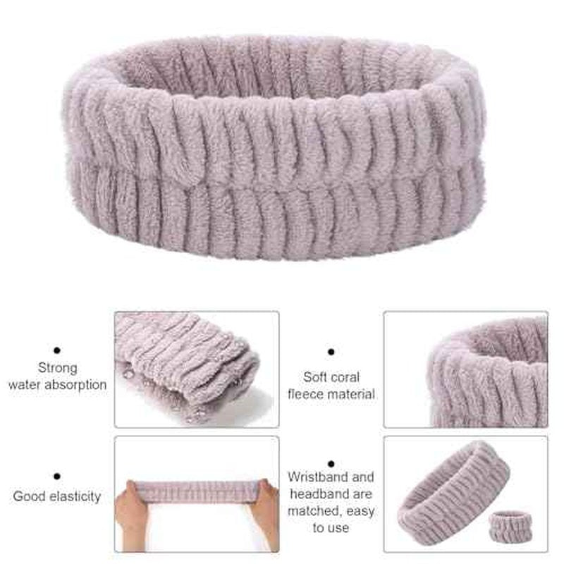 obeoby Spa Headband for Washing Face, 12 Pcs Makeup Headband and Wristband Set for Skincare Makeup Bath Stocking Stuffers for Women Girls