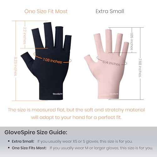 Thickened UV Gloves for Nails, UPF50+ UV Protection Gloves, Fingerless Design for Women Gel Manicures Anti UVA UVB Light(One Size Fits Most/Blush Pink)
