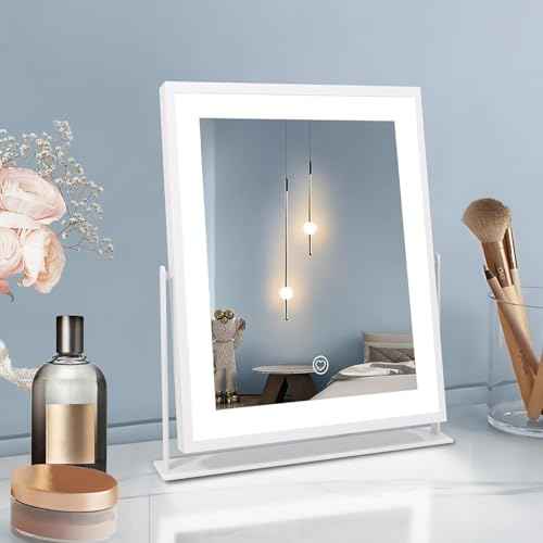 Beelux Vanity Mirror with Lights, New Hollywood Lighted Makeup Mirror with Dimmable Light, Smart Control, Memory, Adjustable Warm White/Natural/Daylight, Birthday Present, 360¡ÆRotation (11 in. White)