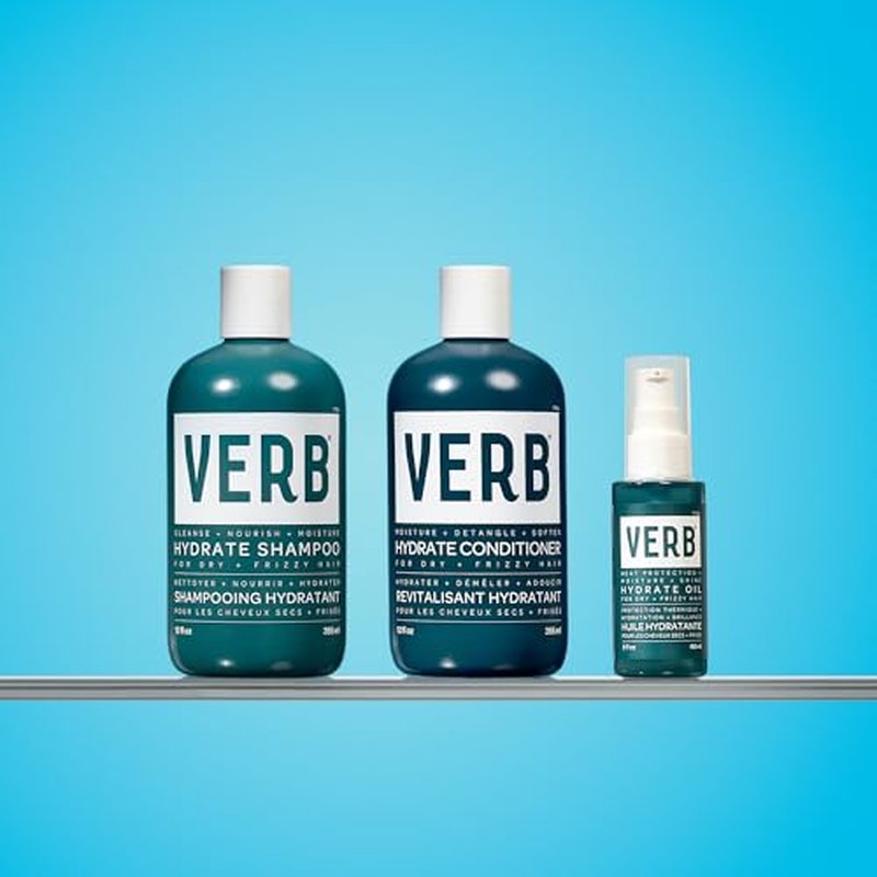 VERB Hydrate Oil - Add Moisture -Increases Shine - Smooth Frizz - Heat Protection for Dry + Frizzy Hair - Amber + Warm Jasmine Scent