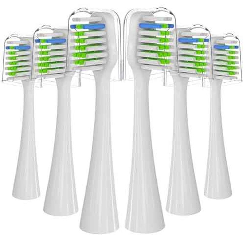 Toothbrush Replacement Heads Compatible with WaterPik Complete Care 5.0 & 9.0(WP-861/CC-01), 6 Count (White)