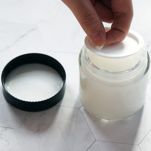 12 Pack 4 oz Clear Glass Travel Cosmetic Jars, Refillable Cosmetic Containers with Inner Liners, Lids, Spatula, Chalk Labels, Beauty Jars for Sugar Scrubs, Cream, Bath Salts, Slime