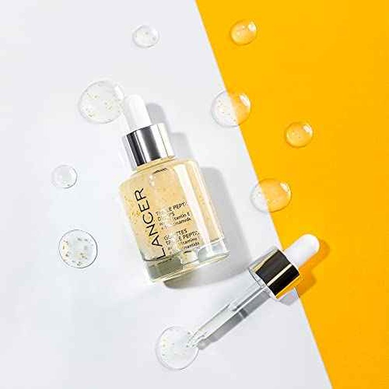 Lancer Skincare Triple Peptide Drops with Vitamin E, Daily Anti-Aging Face Serum with Hydrating Hyaluronic Acid, 1 Fluid Ounce