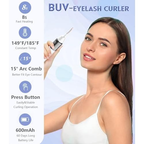 Heated Eyelash Curlers - Heated Lash Curler Best Seller Electric Eyelash Curler Rechargeable for 24H Long Lasting Natural Eyelashes, 4 Heating Modes, 8S Fast Heating, White