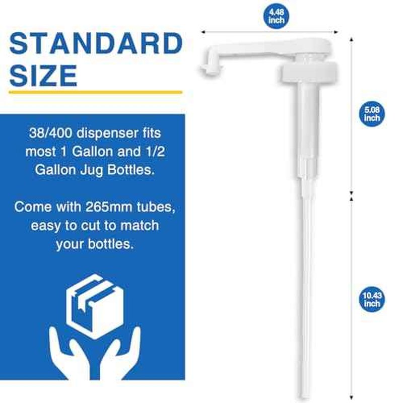 2 Pack Leak Proof Gallon Jug Pump Dispenser, 38-400 Pump for Gallon Jug - Lotion Gallon Shampoo Pump Top Replacement, 7.5cc Per Pump Fits 1 Gallon Bottle 64oz 128oz Shampoo Laundry Containers