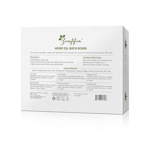 Hemp Oil Bath Bombs Gift Set Natural Refreshing Bubble Bath Kit with 6 Relaxing Scents Made from Pure Essential Oil for Bubble and Spa Bath, Birthday Mother's Valentine's Day Gifts