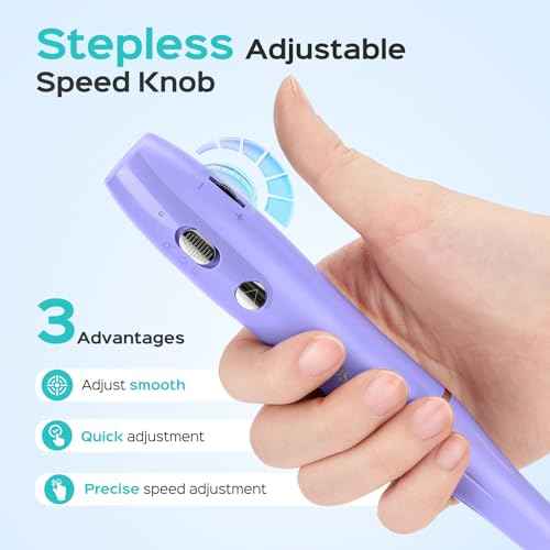 COSLUS Cordless Electric Nail Drill File: Nail Drill Machine with Stepless Speed Knob for Acrylic Gel Dip Powder Polish, Professional Portable Manicure Pedicure Rechargeable for Home Salon Use Purple