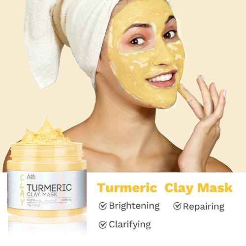 ANAI RUI Turmeric Clay Mask - Green Tea Clay Mask - Dead Sea Minerals Mud Mask, Spa Facial Mask Set, Face Mask Gift Set 2.5 oz each
