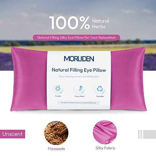 Lavender Eye Pillows for Relaxation, Yoga Eye Pillow for Meditation, Microwavable Weighted Eye Pillow for Yoga, Moist Heat & Cold Eye Compress with Aromatherapy (Rose Red) - 2 Pack