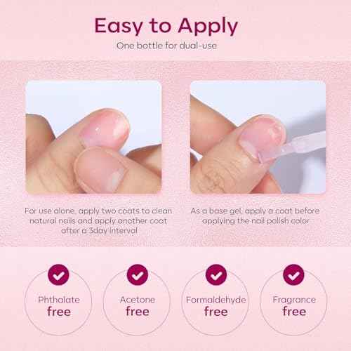 Modelones Nail Strengthener for Thin Nails and Growth, Treatment Repair Damaged Nails, Hardener Extra Strong Nail Care Quick Dry Base Coat Nail Polish, 0.5 oz, 1-Pack