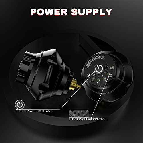 Wormhole Wireless Tattoo Machine Kit, Tattoo Gun with 1,050 mAh Capacity Power Supply- Tattoo Pen Kit WTK176(Purple+Black)