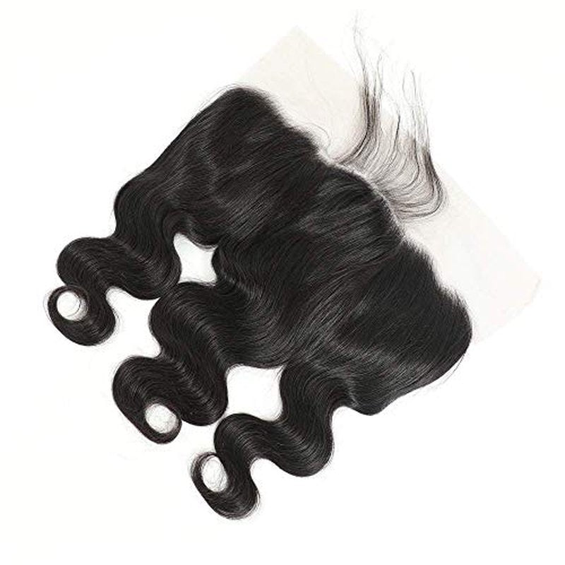 Caijuxing 13 x 6 Lace Frontal Closure Body Wave Frontal 13 x 6 HD Transparent Lace Frontals With Bangs Baby Hair 100% Remy Human Hair 150% Density Natural Color (Black, 10 Inch)