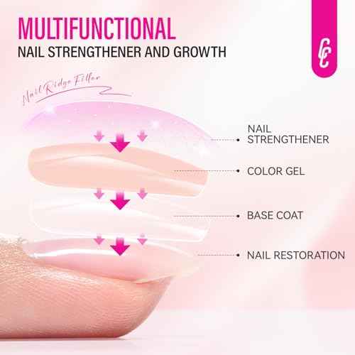 Nail Strengthener for Women: 8 in 1 Soft Pink Natural Nail Hardener Extra Strong and Growth - Nail Polish Hardener Ridge Filler Concealer for Weak and Damaged Nails 15ml