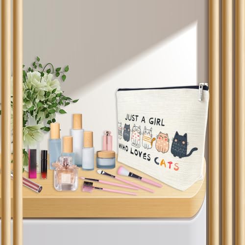 Cat Themed Makeup Bags for Women & Girls - Cute Travel Cosmetic Bags with Zipper Pouch - Funny Cat Mom Gifts for Birthday & Christmas