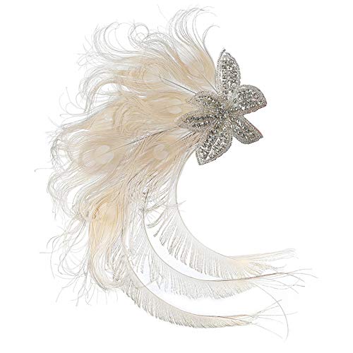 Fascinator Peacock Feather Hair Clips Flapper Headband Art Deco 20's Accessories for Women