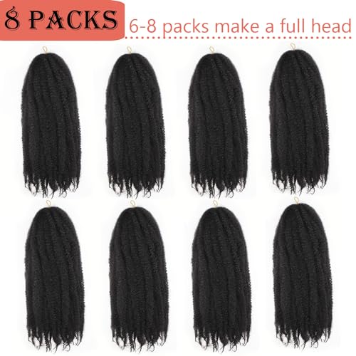 Vustbeauty Marley Twist Braiding Hair 24 Inch Marley Twist Hair Long Cuban Twist Hair 8 Packs Afro Kinky Curly Twist Crochet Hair Synthetic Marley Hair Extensions (24 Inch 8packs, 1B)