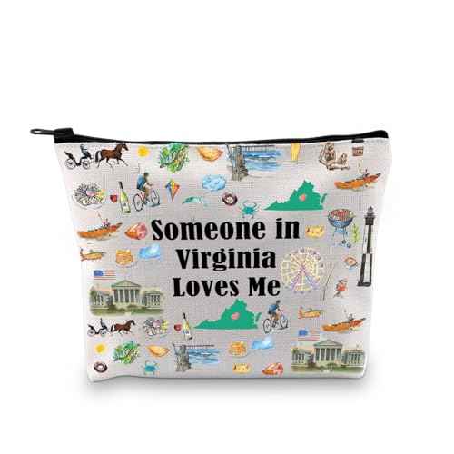 PXTIDY Virginia Travel Makeup Bag Long Distance Relationships Gift Someone In Virginia Loves Me Bag Virginia Souvenir Gift