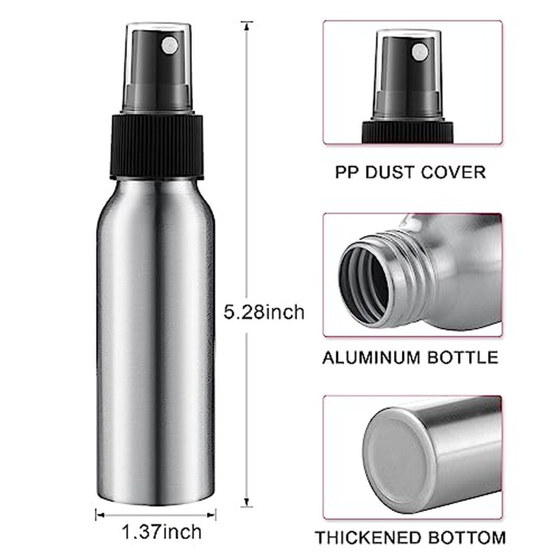 Tessco 2.7oz/ 80ml Aluminum Fine Mist Spray Bottles Reusable Metal Atomizer Bottles Fine Mist Sprayer Essential Oil Storage with Black Pump for Travel Cosmetic Perfume Toner Face Spray(50 Pcs)