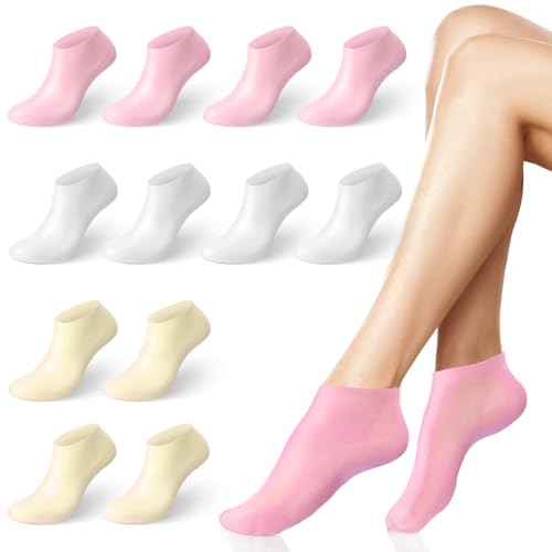 6 Pairs Silicone Socks for Dry Cracked Feet Women,New Upgrade Thickened Moisturizing Foot Mask Exfoliating Silicone Socks,Spa Gel Moisturizer Socks Foot Care After Pedicure