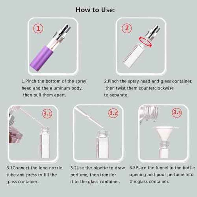 Portable Mini Refillable Atomizer Bottle Atomizer Travel Size Perfume Spray Bottles 6 Pcs Pack of 5ml (5ml-Perfume Atomizer-6p)