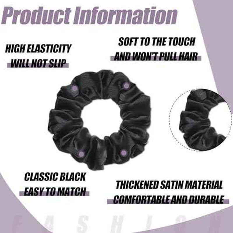 8 Pack Satin Scrunchies for Women, Silk Hair Ties Silk Scrunchies Black Hair Scrunchies for Women Girls Gifts