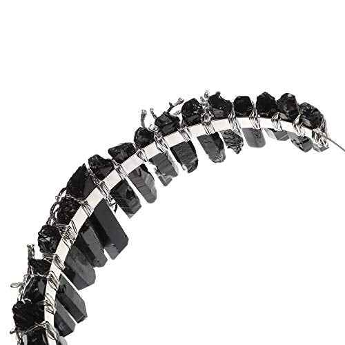 Raw Crystal Quartz Crown Headband - HAIMEIKANG Handmade Tiara Natural Stone Headband for Woman Wedding and Parties (Black2)