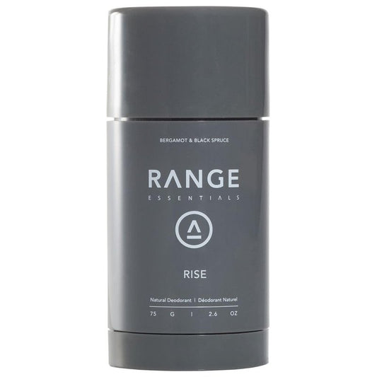 Range Essentials Rise Natural Deodorant, Bergamot Scent, Aluminum-Free, Baking Soda Free, Travel Size, Sensitive Skin, Long-Lasting Odor Protection, Arrowroot, Gentle Formula, Stick, 75g (2.6oz)