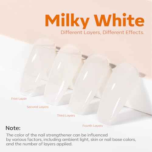 modelones Nail Strengthener, Milky White Nail Polish Natural Nail Concealer Foundation Air Dry Nail Growth Polish for Damaged Nails Imperfection Masking Gifts for Women 15ml