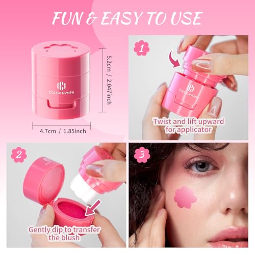 Color Nymph Liquid Blush Trio?Multi-use Stamp Blush Set for Cheeks Lips, Hydrating & Long-lasting Formula, Dewy & Natural Finish - 3-Piece Makeup Gift Set for Christmas, 100% Vegan & Cruelty-free