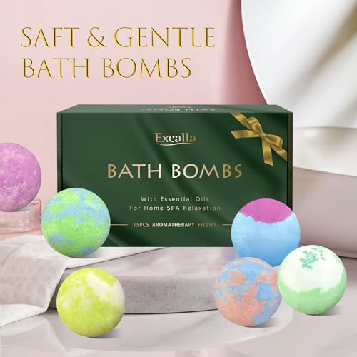 Bath Bombs for Women Gift Set, 15 Pcs Handmade Bubble Bathbombs, Shea & Coco Butter Dry Skin Moisturize, SPA Relaxing Gifts for Women & Men, Her, Girls, Wife, Birthday