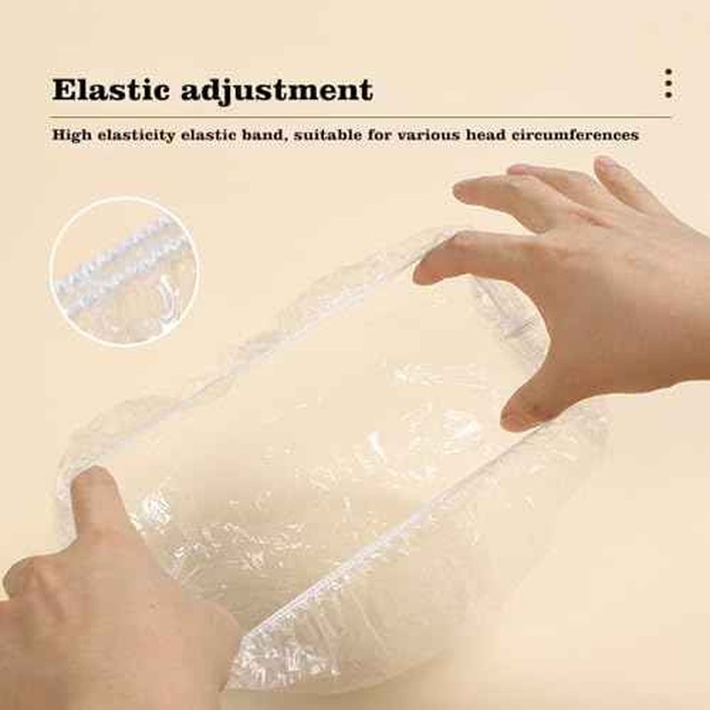 200 PCS Disposable Shower Caps Thickened Waterproof Hair Bath Caps for Women Men Girls Travel Spa Hotel Home Use Salon - Multi-Purpose Elastic Plastic Shower Caps, Essentials Accessories 18.1" (Clear)
