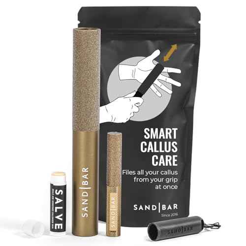 SandBar Callus Removal Deep Cleaning and Softening Set with Scraper, Hand Callus Remover Tool Salve Balm Stick for Working Hands, Dead Skin Remover Hand File 4" & 8" - Gold