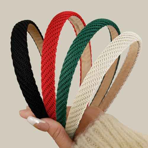 Knitted Headbands for Women Thin Hairbands Trendy Christmas Headband for Women's Hair Cute Hair Accessories 4 PCS