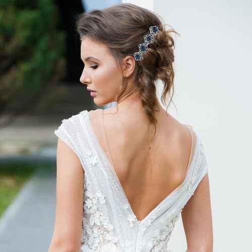 Vintage Austrian Hair Barrettes, Glitter Sparkly Crystal Flower Hair Clips French Vintage Barrettes, White Rhinestone Metal Hair Pins Hair Accessories for Women Girls (Navy Blue)