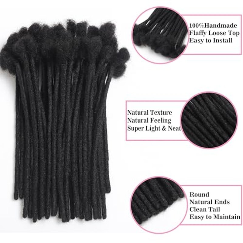 Loc Extension Human Hair 0.8cm Width 8inch 30 Strands 100% Full Handmade Permanent Dreadlock Extension Human Hair for Women/Men/Girl Can Be Dyed Bleached Curled (0.8cm,8Inch,30Strands£¬ Natual Black)