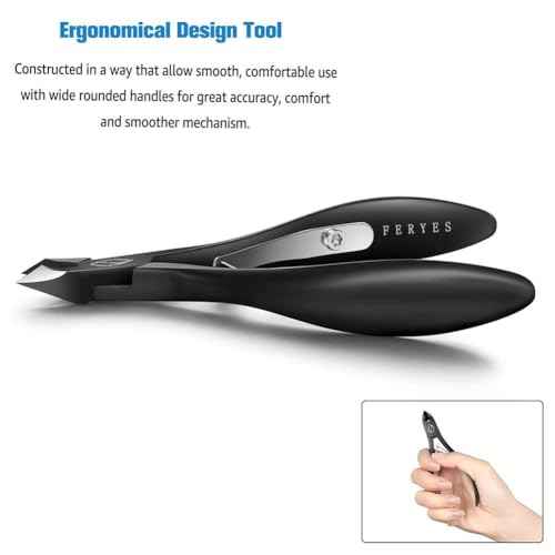 FERYES Cuticle Cutters 1/2 Jaw - Professional Stainless Steel Cuticle Clippers Nail Cuticle Remover Tool, Nail Dead Skin Clipper - BLACK