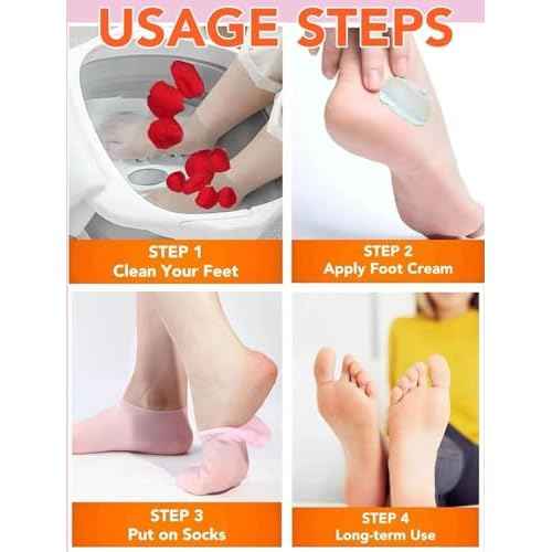 2 Pairs Silicone Socks for Dry Cracked Feet Women,Silicones Moisturizing Socks,Foot Spa Pedicure Silicone Socks for Repairing Dry Feet,Cracked Heels and Softening Rough Skin(Fits Size 8 to 11)