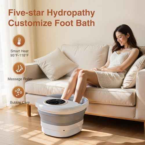 Electric Pedicure Foot Spa with Bubble and Heat,Collapsible Foot Soaking Tub with Remote Control,Pedicure Tools for Feet and Automatic Foot Massager,Foot Bath Soak Tub