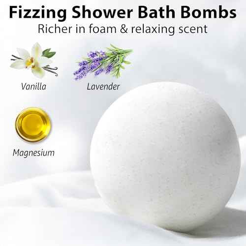 Magnesium Lavender Vanilla Luxury Fizzing Bath Bomb Sensitive Skin Formula for Relaxation Bath Moisturizing Shea Butter Stress Relief Gift for Women