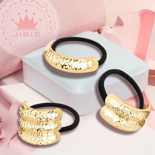 3PCS Metal Hair Tie For Women,Gold Cuffs,Metal Geometric Gold Hair Ties, Hair Accessories Stretchy and Non-Damage Ponytail Holders,Ponytail Cuff Hair Bands For Hair Styling (SET8)